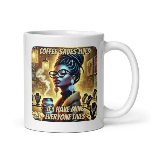 Black or White Coffee Saves Lives Design 11oz - Picture 5 of 12